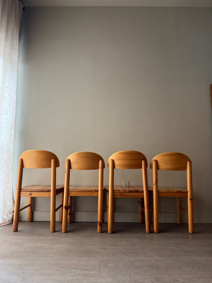 Rainer Daumiller pine dining chairs. Sold as a set of 4.