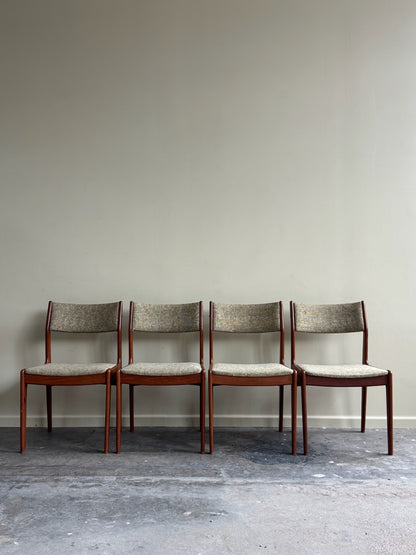 Scandinavian teak upholstered chairs. Sold in pairs.