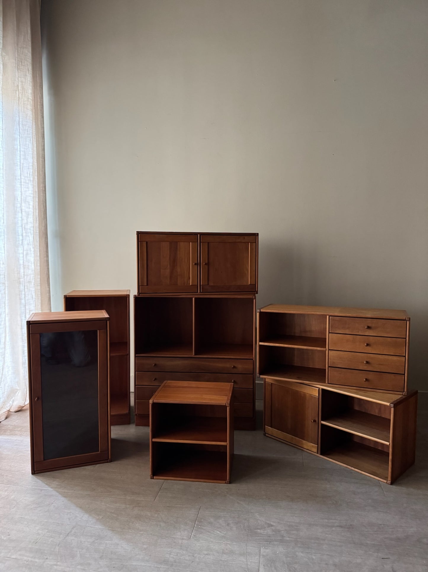 Danish teak modular shelving unit