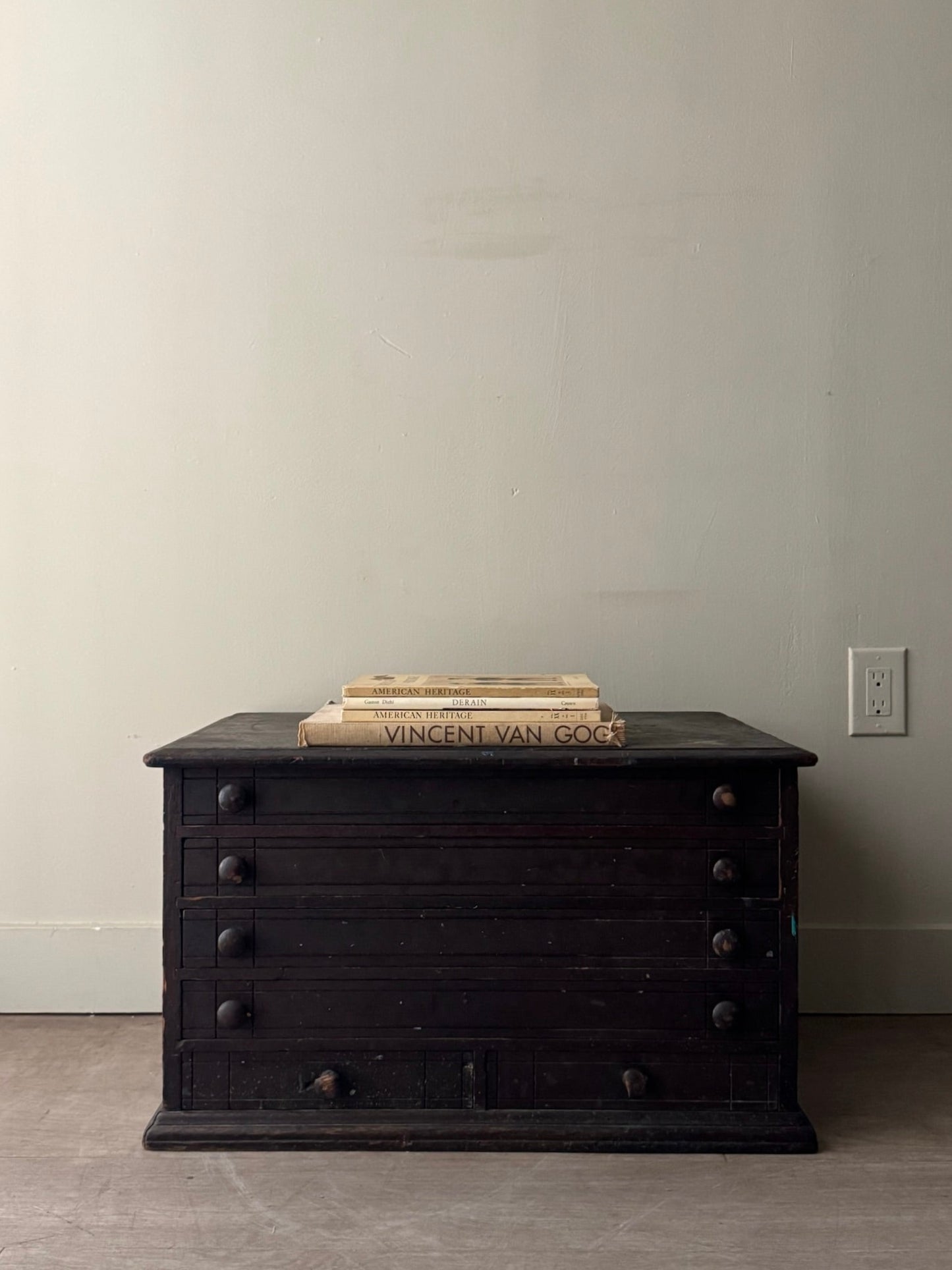 Painted pine spool cabinet