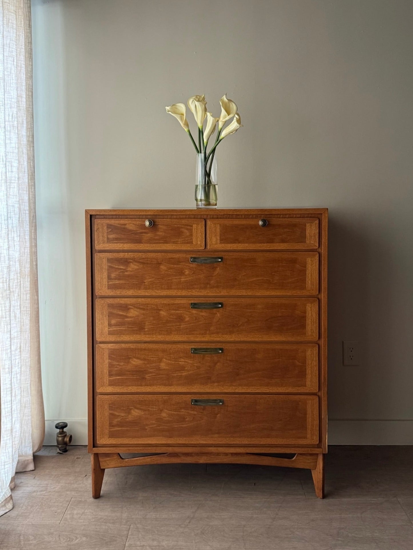 Walnut tallboy dresser