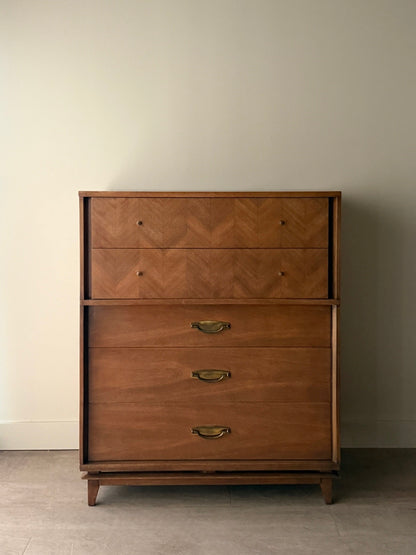 Kent Coffey walnut tallboy dresser