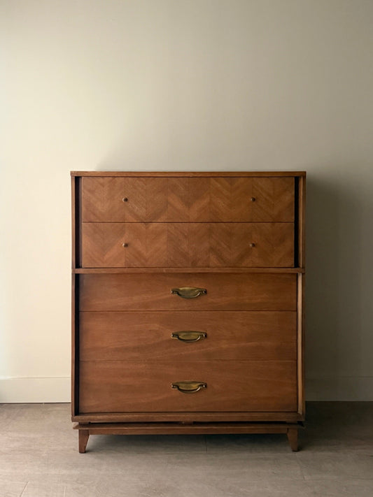 Kent Coffey walnut tallboy dresser
