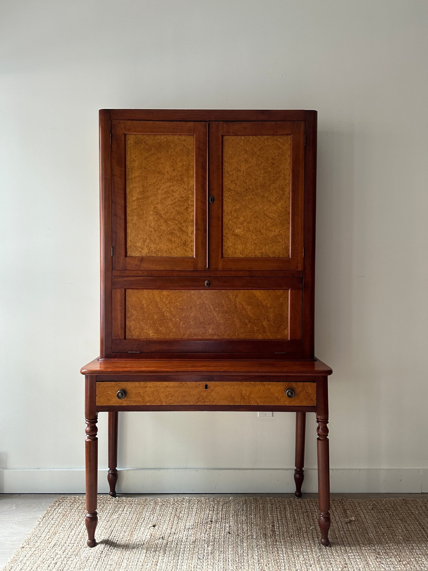 Birdseye maple secretary hutch c. 1840