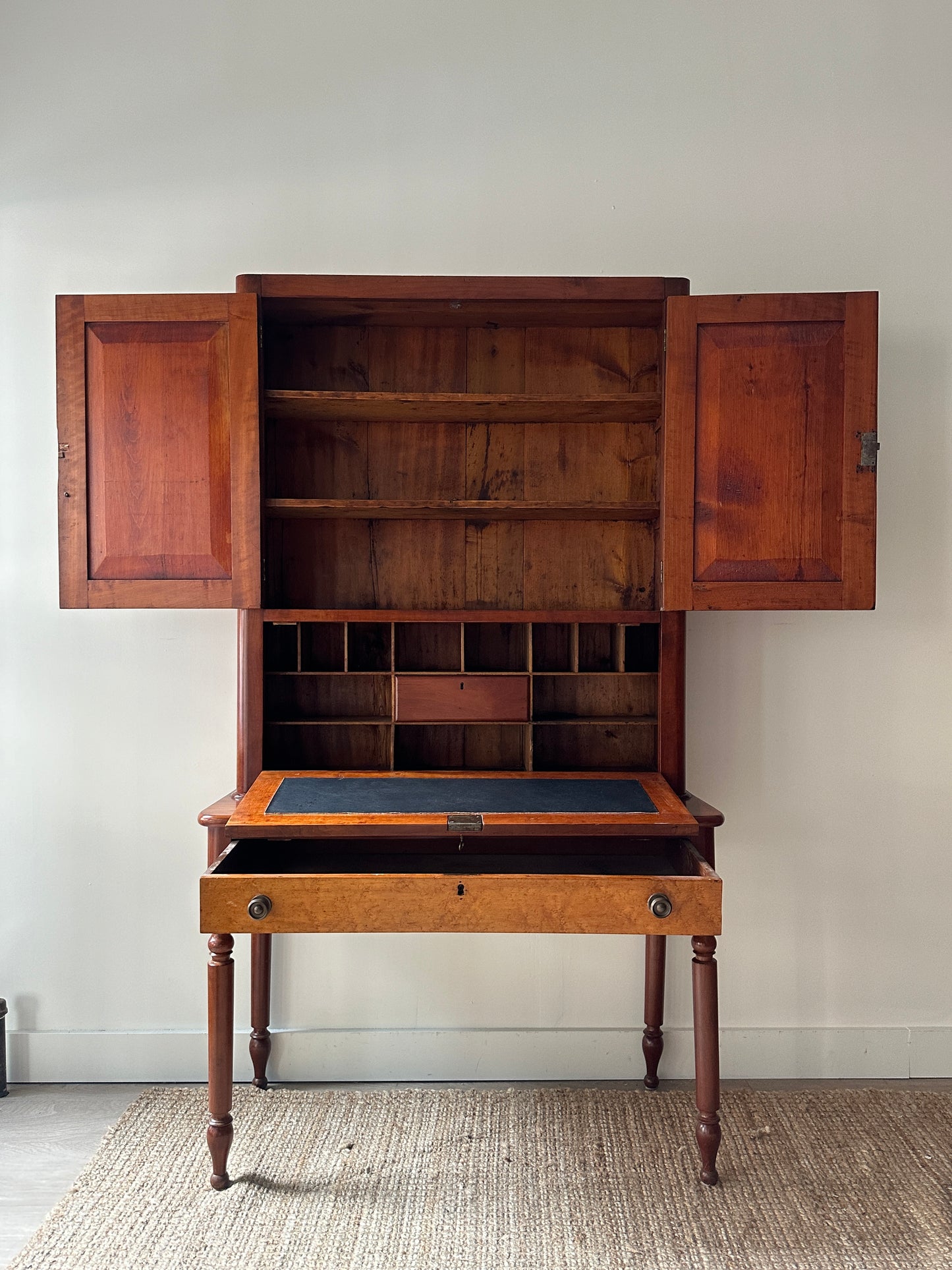 Birdseye maple secretary hutch c. 1840