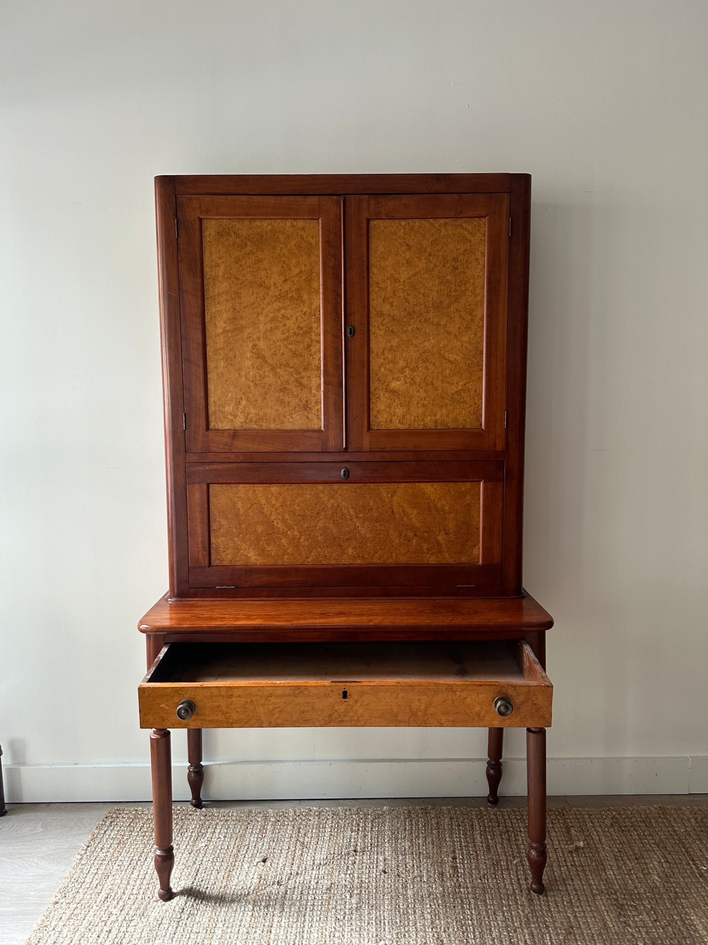 Birdseye maple secretary hutch c. 1840