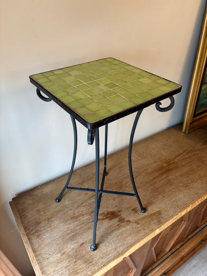 Green tile side table