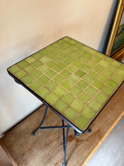 Green tile side table