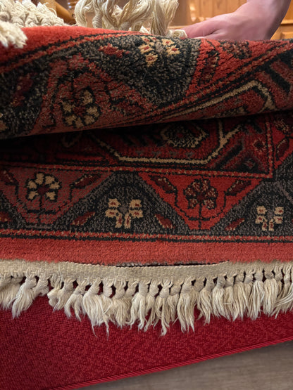 Red Afghan Ersari wool rug