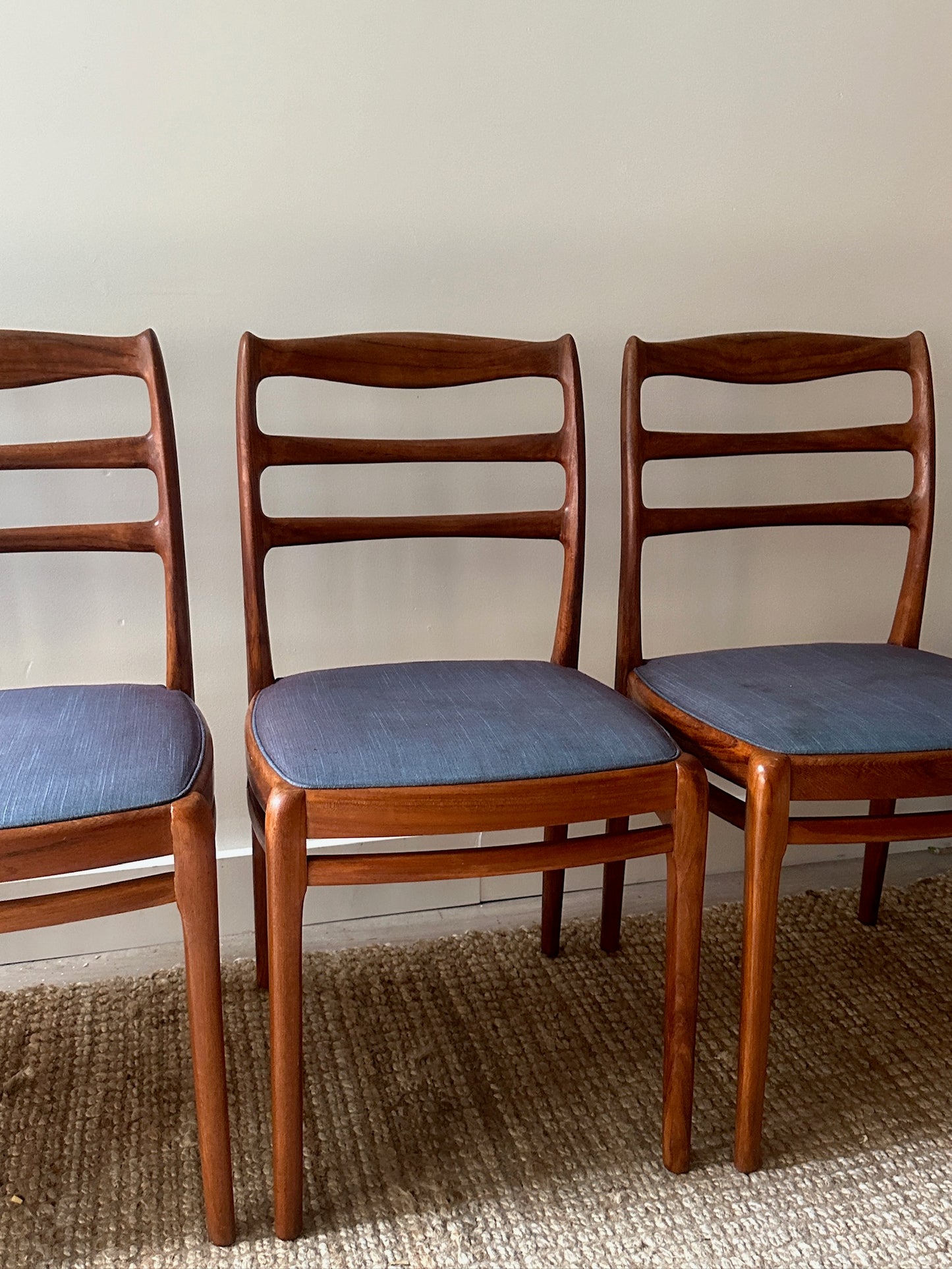 Set of Six Danish Walnut Dining Chairs. Sold individually.