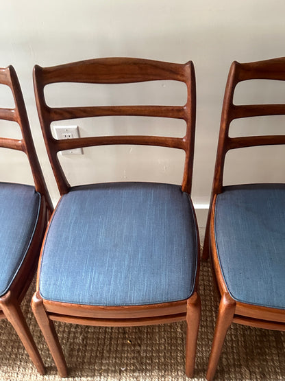 Set of Six Danish Walnut Dining Chairs. Sold individually.