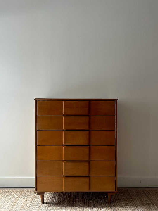 Mid-Century Maple Tallboy Dresser