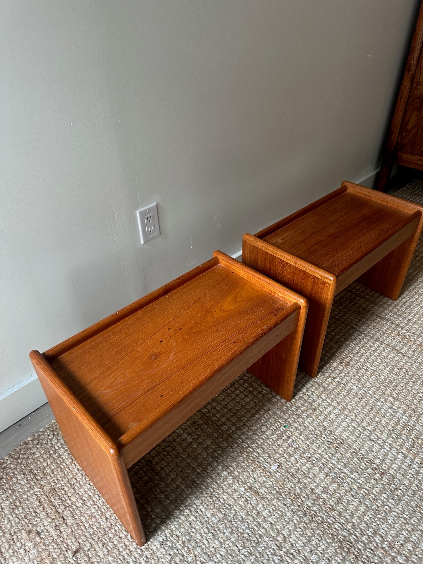 Pair of teak side tables