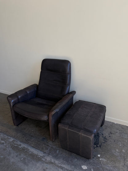 De Sede DS-50 Leather Reclining Chair and Ottoman