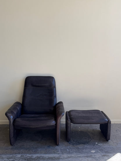 De Sede DS-50 Leather Reclining Chair and Ottoman