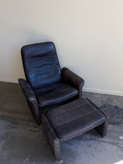 De Sede DS-50 Leather Reclining Chair and Ottoman