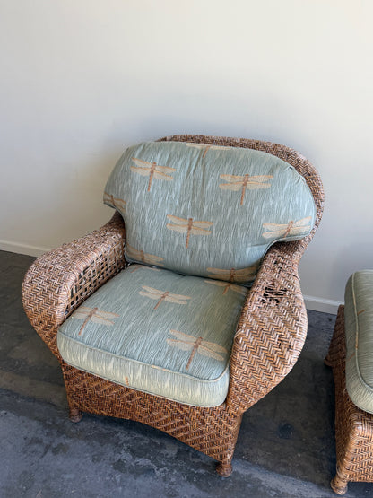 Rattan chair with ottoman