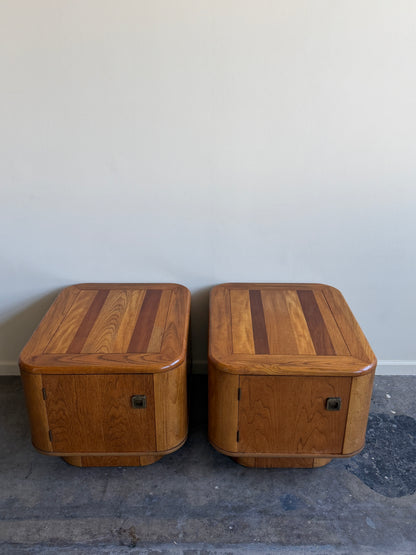 Bassett walnut nightstands. Sold as a pair.