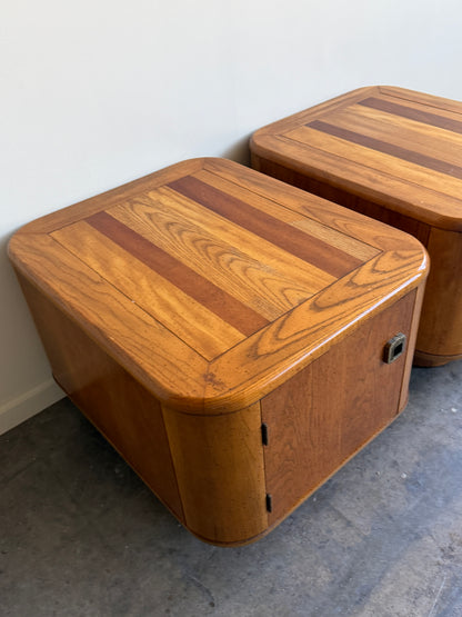 Bassett walnut nightstands. Sold as a pair.