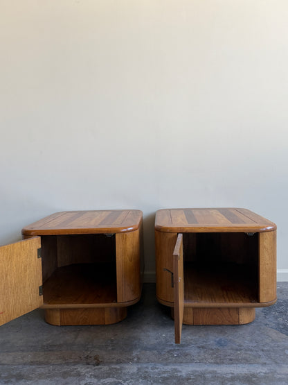 Bassett walnut nightstands. Sold as a pair.